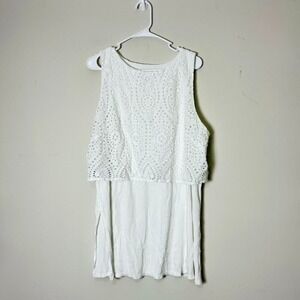 J.Jill‎ Sleeveless Eyelet Tank Women's XL White Dress Layered Summer Cottagecore